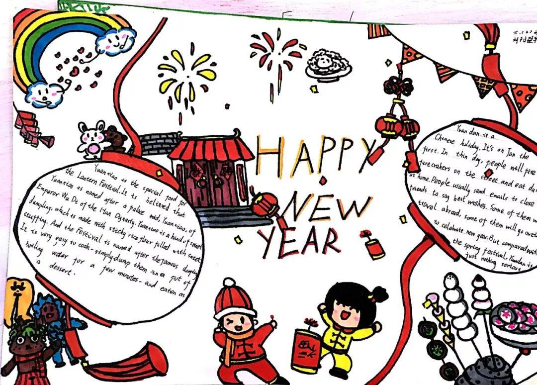 新年快乐英语手抄报内容怎么写(新年快乐英语手抄报)