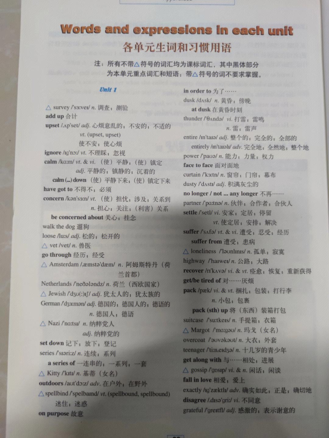 高中英语必修1第一单元单词朗读_高中英语必修一单词表第一单元